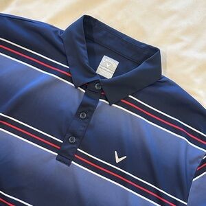 Callaway Men's Polo with Navy, Red, and White Stripes